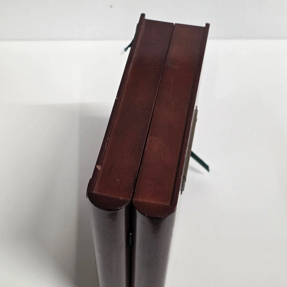Vintage 1994 Bombay Company Wood Stationery Box Ribbon Tie Mahogany Finish